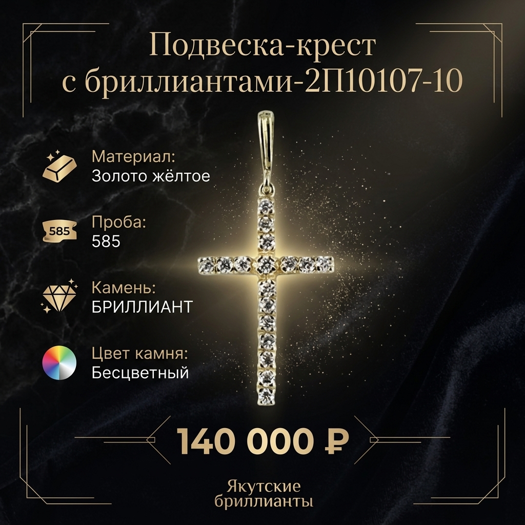 Подвеска-крест с бриллиантами-2П10107-10