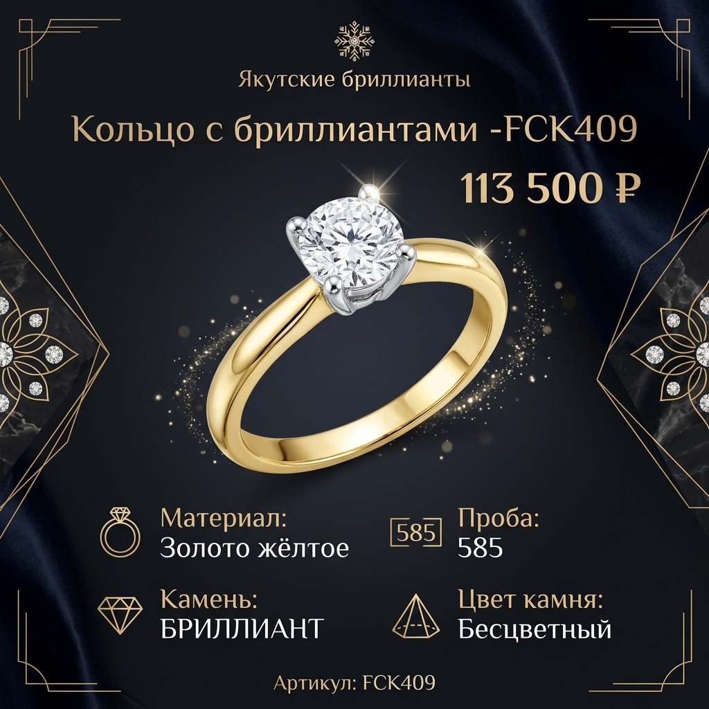 Кольцо с бриллиантами -FCK409