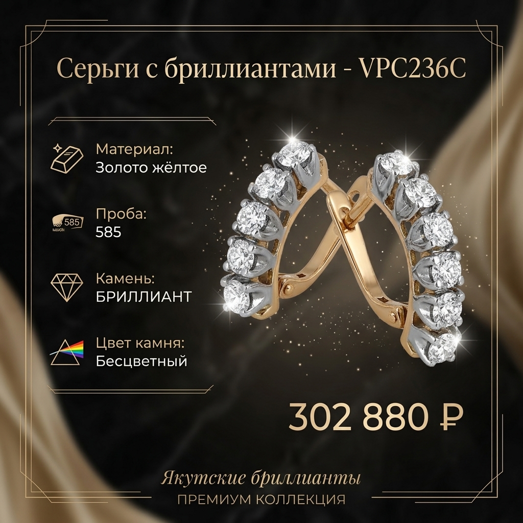 Серьги с бриллиантами-VPC236C